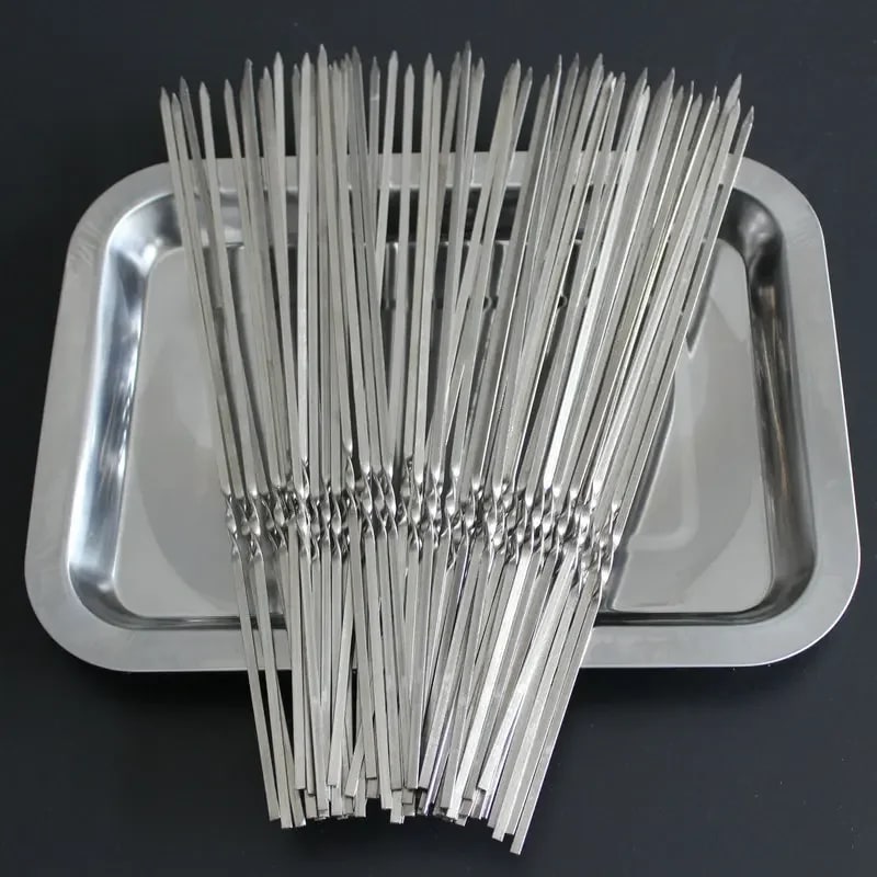 49-Hole Plastic Kebab Skewer Maker Box, 18 x 14 x 12cm, Blue or Green - 50 steel Tags