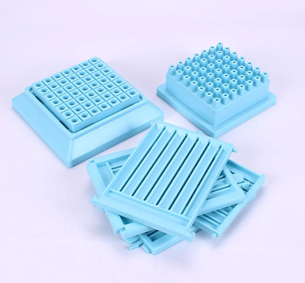 49-Hole Plastic Kebab Skewer Maker Box, 18 x 14 x 12cm, Blue or Green