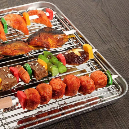 6-Piece Metal BBQ Skewers, 42cm with 32cm Shafts and 10cm Handles