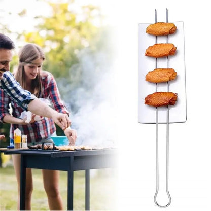 Stainless Steel U-Shaped BBQ Skewers, 31cm, 6-Piece Set with Storage Bag