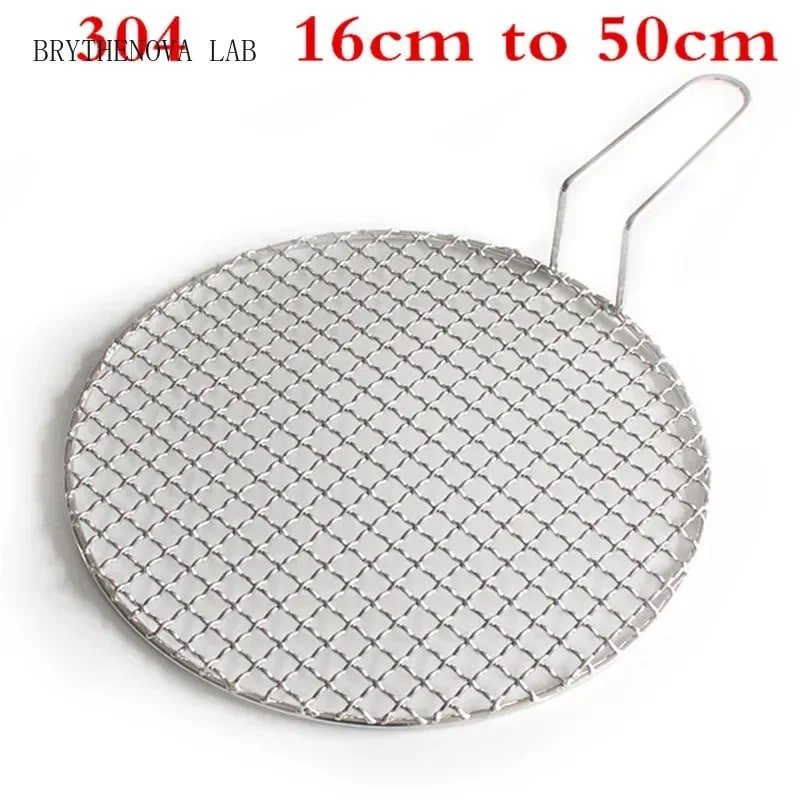 Round 304 Stainless Steel BBQ Mesh Grill Tray with Handle, 16.5-50cm