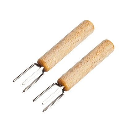 Stainless Steel Corn Holders with Wooden Handles, 2, 4 or 8 Pack - 2Pcs