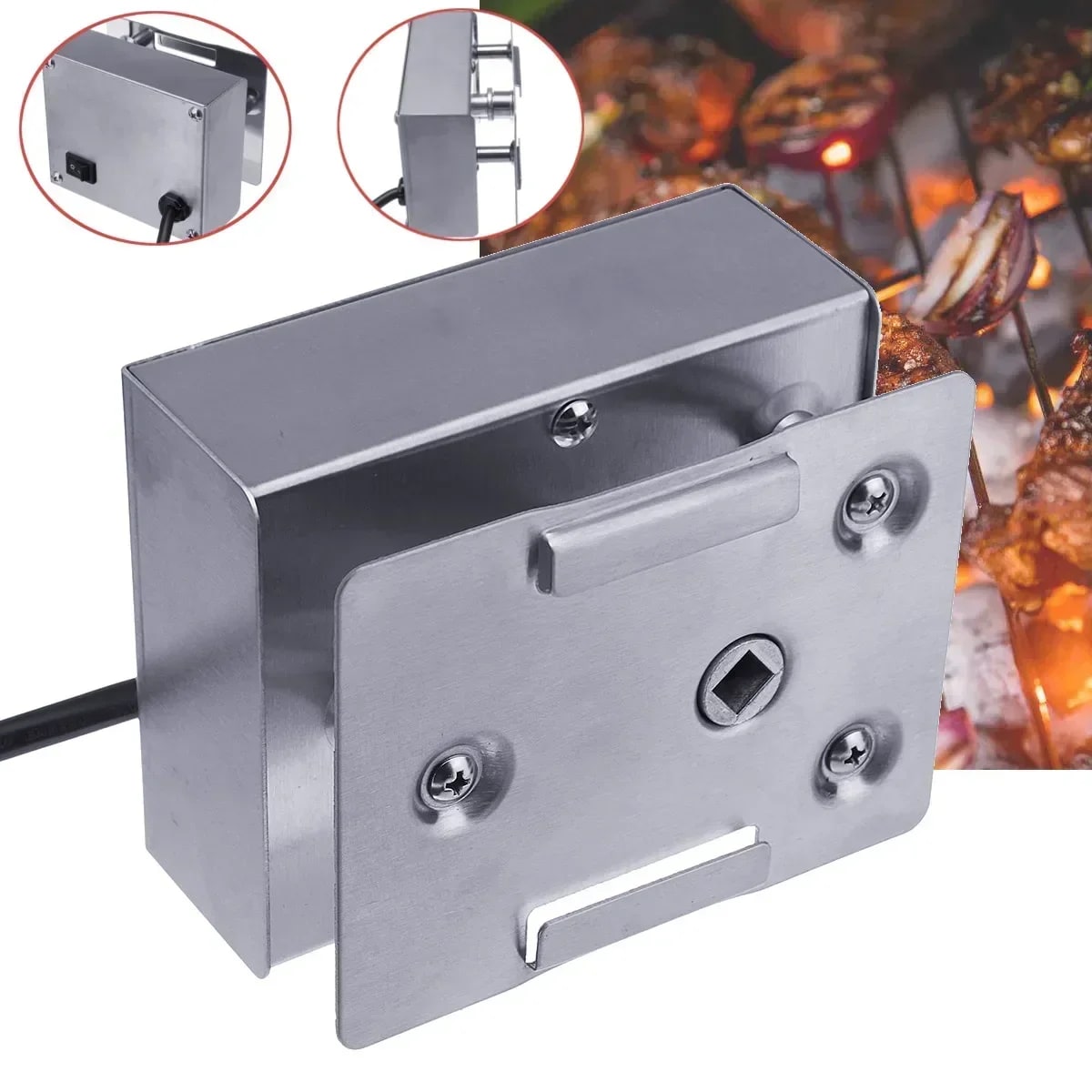 Stainless Steel BBQ Rotisserie Motor FD801A-8, 220-240V AC, CW/CCW, 4W