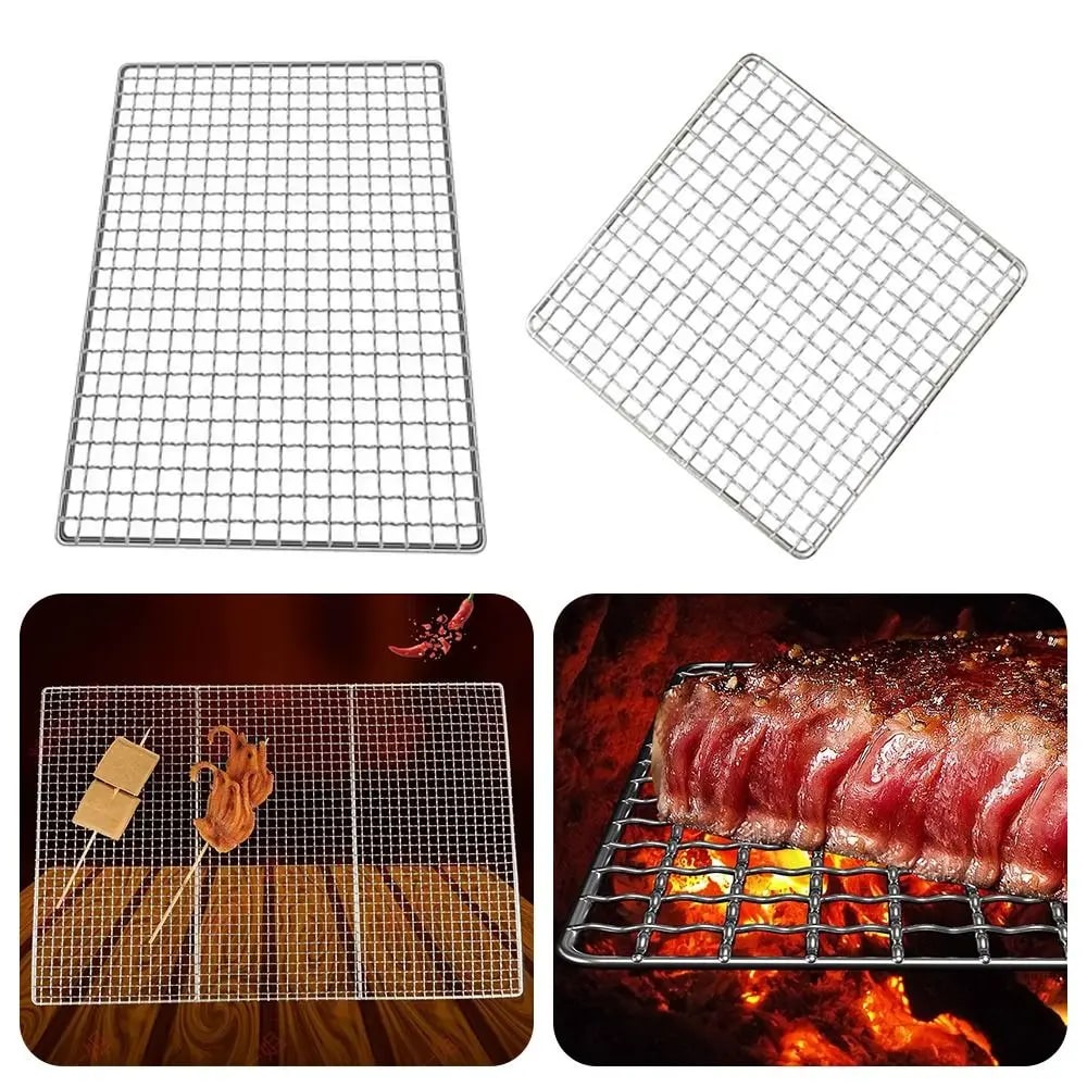 Reusable Iron Wire BBQ Grill Rack, Square Cooking Grate, Multiple Sizes