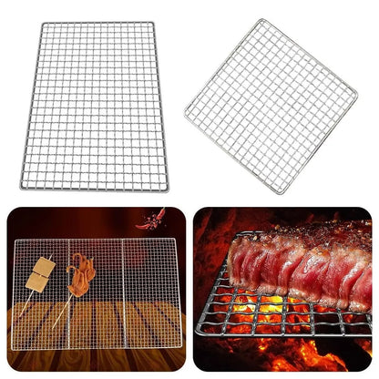 Reusable Iron Wire BBQ Grill Rack, Square Cooking Grate, Multiple Sizes