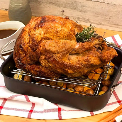 Adjustable Stainless Steel Roast Rack for Turkey, Poultry, Ribs and BBQ Smoking