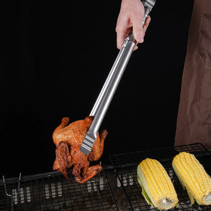 45cm Metal BBQ Tongs with Long Handle and Serrated Grips