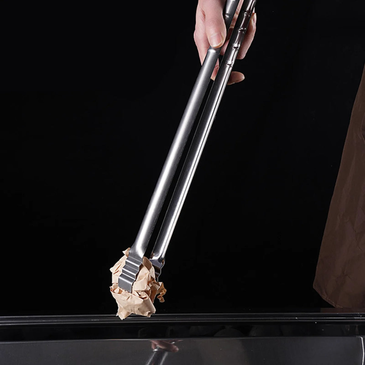45cm Metal BBQ Tongs with Long Handle and Serrated Grips
