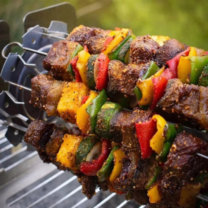 Metal Oven Grill Cage Rotisserie with 10 Skewers, 13.5cm Diameter, 20cm or 25cm Length