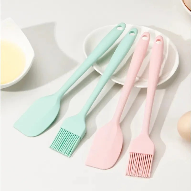 Silicone Basting Brush and Spatula Set for Baking, Cooking and BBQ