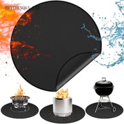 20-Inch Black Fire Pit Mat, Silicone-Coated Fibreglass, for Round Fire Pits and BBQs