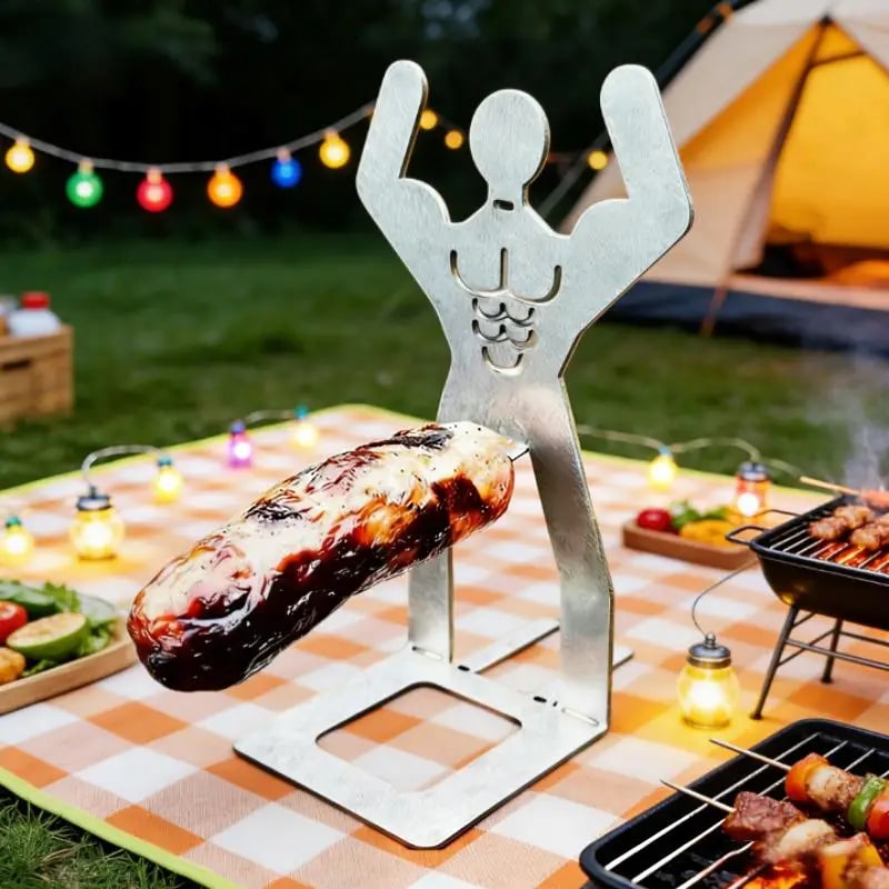 Stainless Steel BBQ Hot Dog Holder, Silver, 20cm