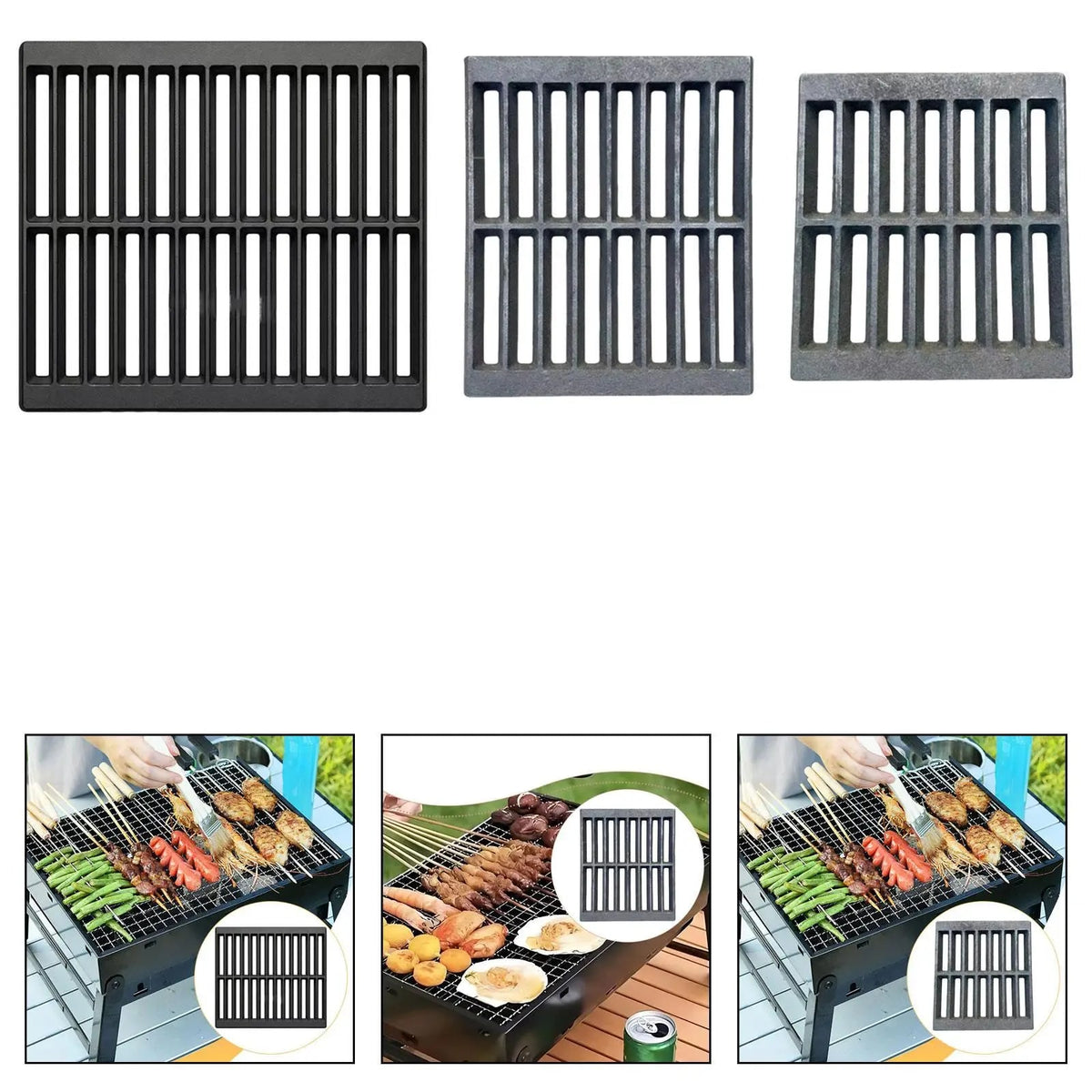 Cast Iron BBQ Grill Grate, XL 30 x 26 x 1.5cm, Heat-Resistant Barbecue Cooking