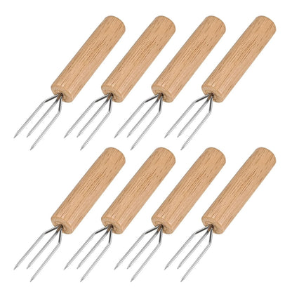 Stainless Steel Corn Holders with Wooden Handles, BBQ Grilling Forks, Large Medium or Smal - Medium