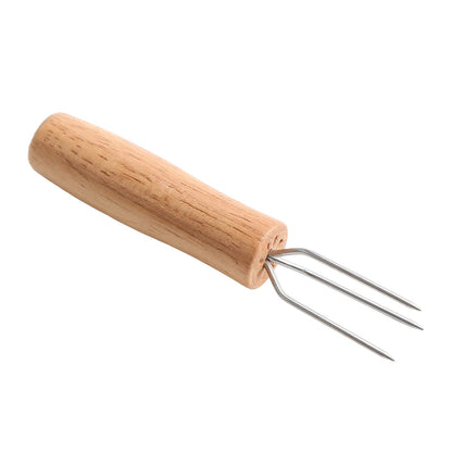 Stainless Steel Corn Holders with Wooden Handles, BBQ Grilling Forks, Large Medium or Small