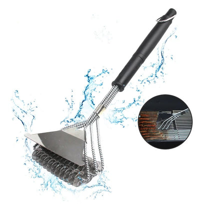 Stainless Steel BBQ Grill Brush with Scraper, Galvanized Finish, Model 2406298