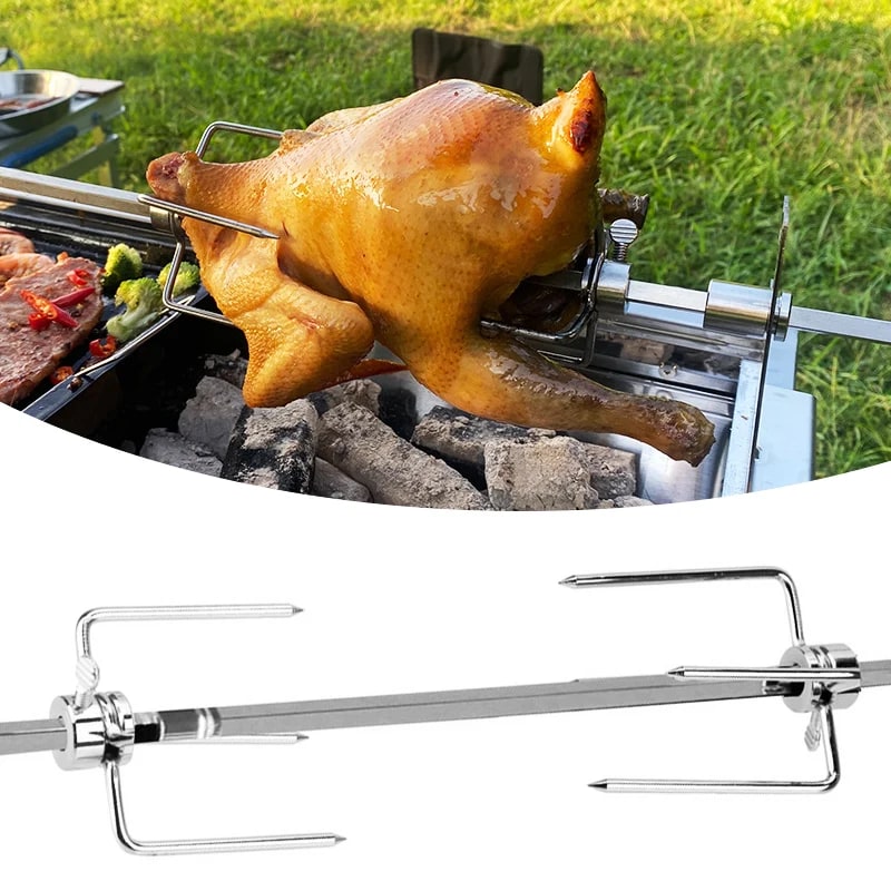 304 Stainless Steel Rotisserie Meat Forks for Round Spit Rods, 1 or 2 Pack