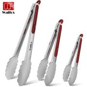 Walfos Red Stainless Steel BBQ Tongs with Non-Slip Grip, 7, 9 or 12 Inch