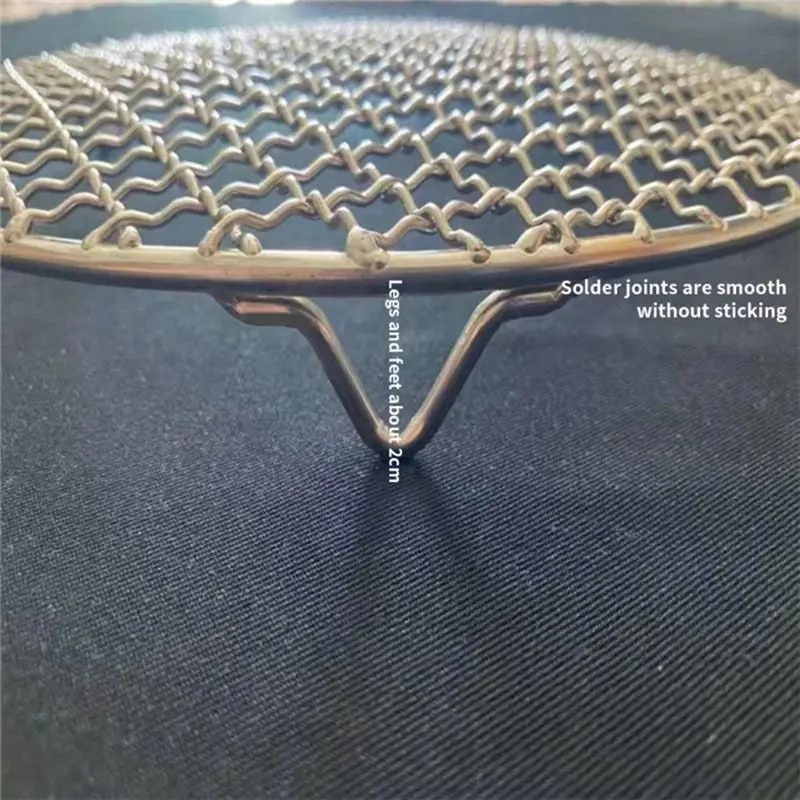 22.5cm Stainless Steel Round Barbecue Grill Mesh with Raised Stand