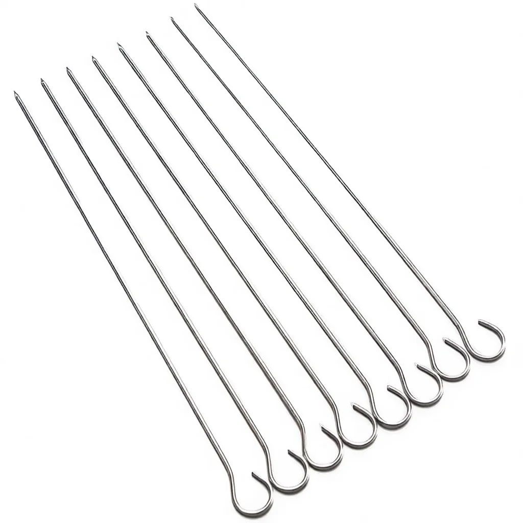 Stainless Steel BBQ Meat Hook Skewer for Oven Roasting, 12-30cm