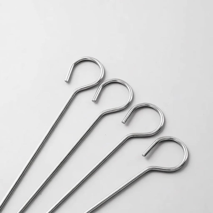 Stainless Steel BBQ Meat Hook Skewer for Oven Roasting, 12-30cm