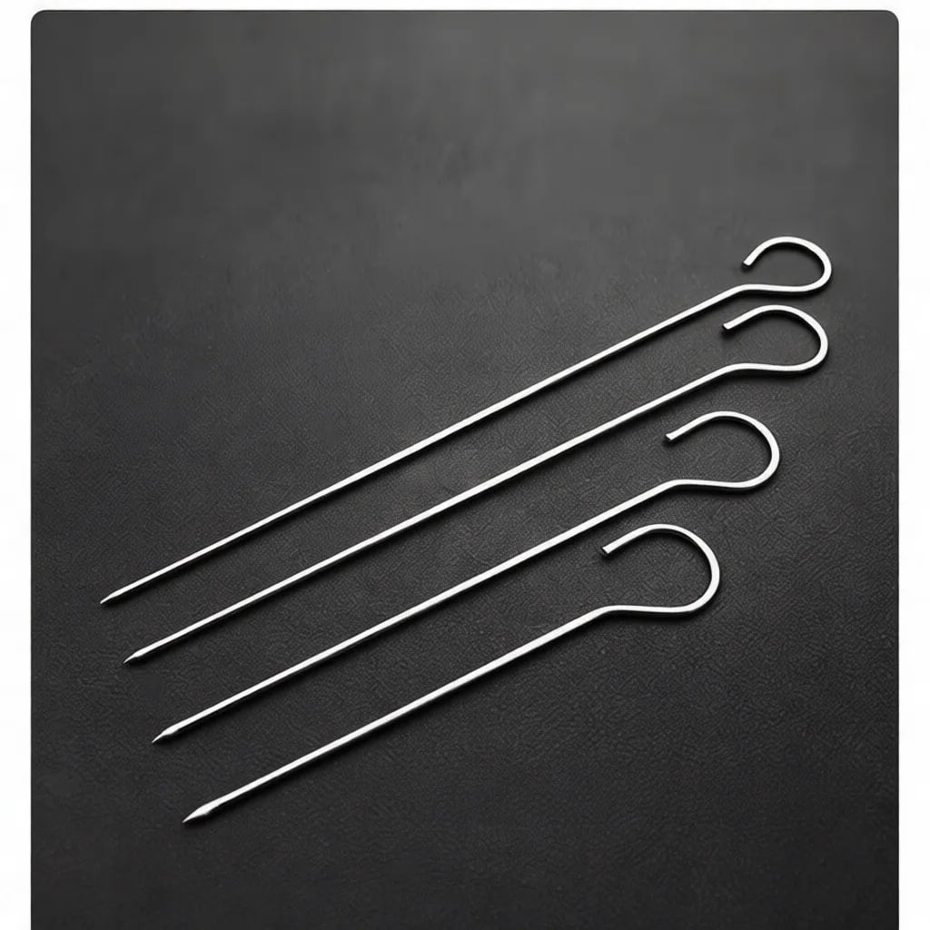Stainless Steel BBQ Meat Hook Skewer for Oven Roasting, 12-30cm