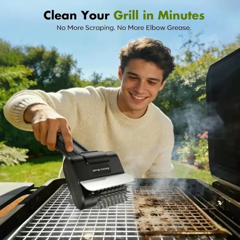 Rechargeable Electric BBQ Cleaning Brush with Stainless Steel Wire Bristles