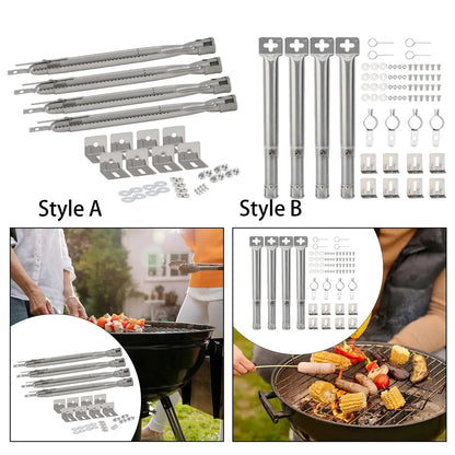 MagiDeal 4-Piece 304 Stainless Steel Gas Grill Tube Burners, Style A or B