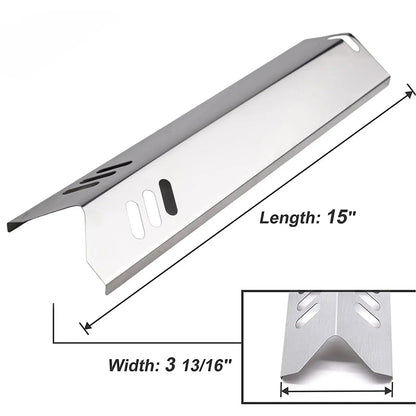 Stainless Steel BBQ Heat Tents, 4-Piece Set for Gas Grills, 15in