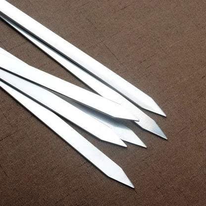 Stainless Steel BBQ Skewers with Beech Wood Handles, 45cm or 55cm, 6 Piece Set