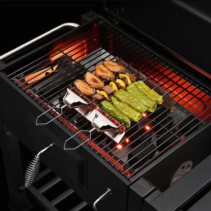 Stainless Steel BBQ Skewer Rack Holder, 6 or 9 Positions