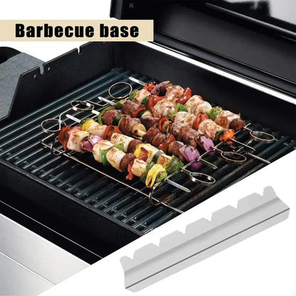 Stainless Steel BBQ Skewer Rack Holder, 6 or 9 Positions