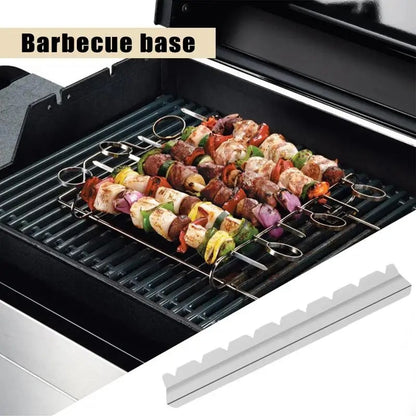 Stainless Steel BBQ Skewer Rack Holder, 6 or 9 Positions