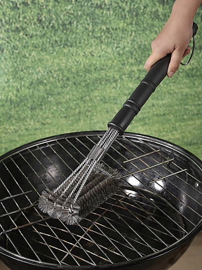 BBQ Grill Cleaning Brush, 3-in-1 Stainless Steel, 18-Inch Handle