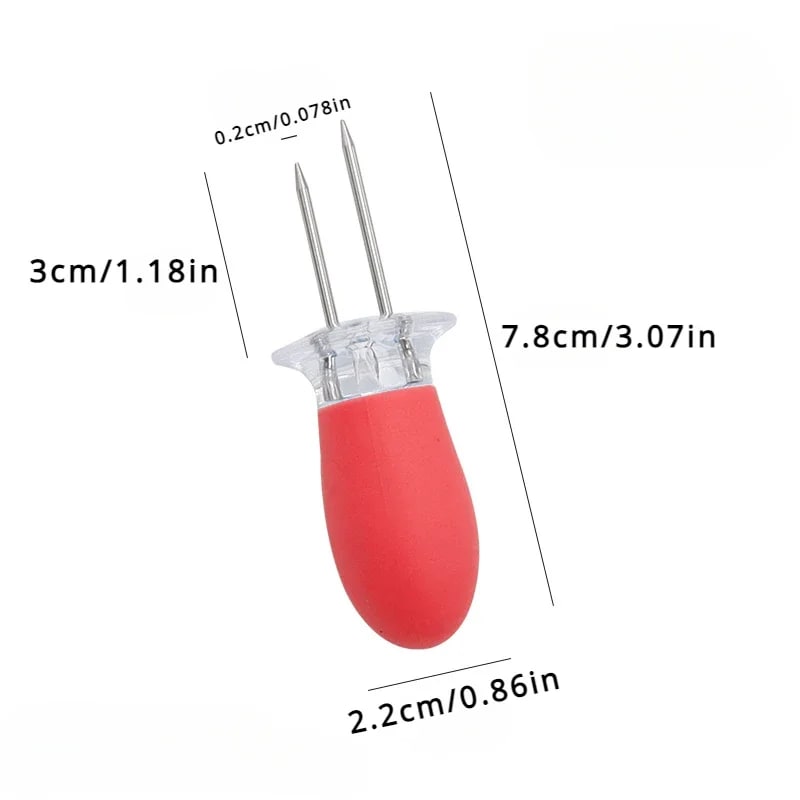 Corn Holders with Stainless Steel Prongs and Rubber Handles, 7.8cm - orange