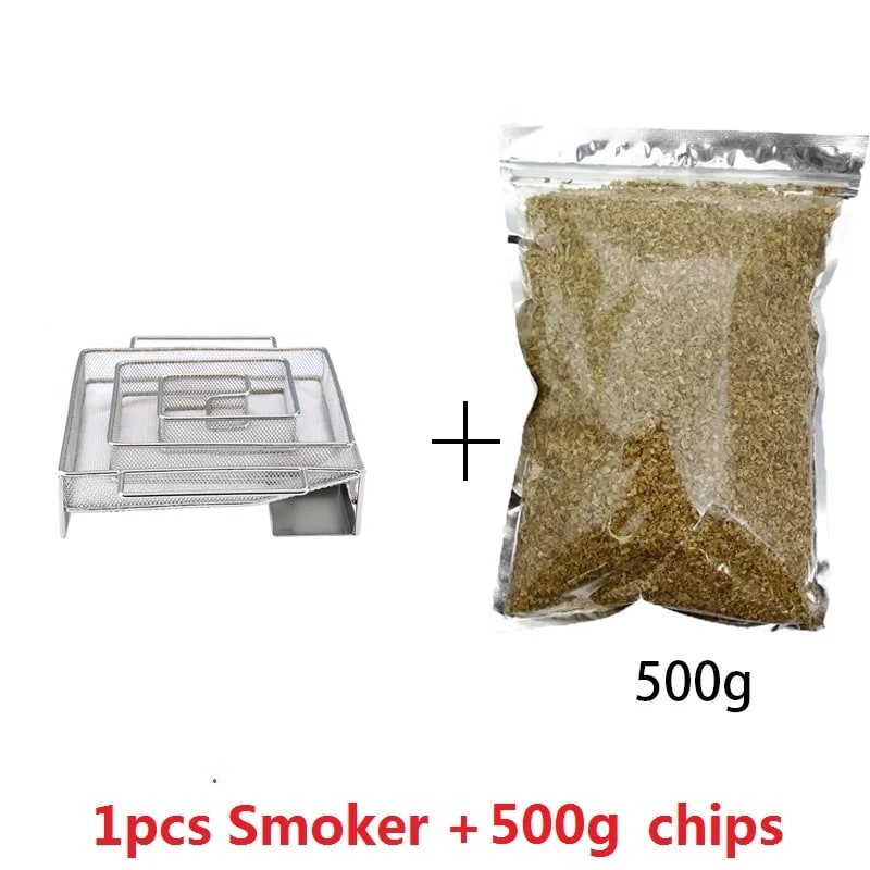 Stainless Steel BBQ Cold Smoker Generator, Round or Square, 4-7 Hour Smoke - Square 500g chip