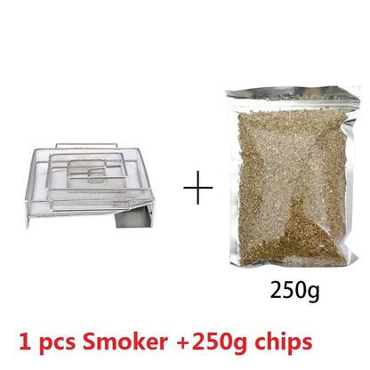 Stainless Steel BBQ Cold Smoker Generator, Round or Square, 4-7 Hour Smoke - Square 250g Chip