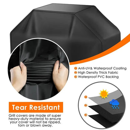 Outdoor BBQ Grill Cover, Waterproof UV-Resistant Fabric, 5 Sizes