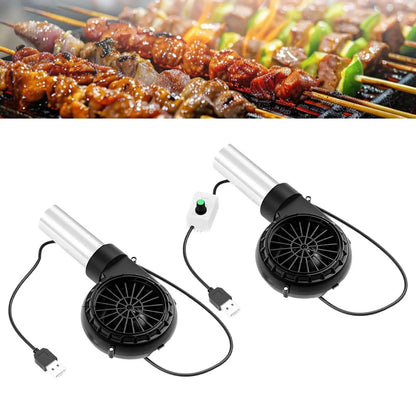 USB BBQ Blower Fan with Stainless Steel Tube for Grills, Fire Pits and Fireplaces