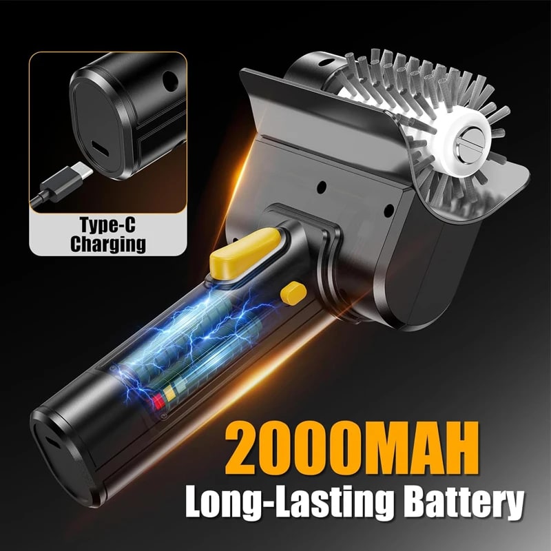 Electric BBQ Grill Brush with Stainless Steel Bristles, USB-C Charging