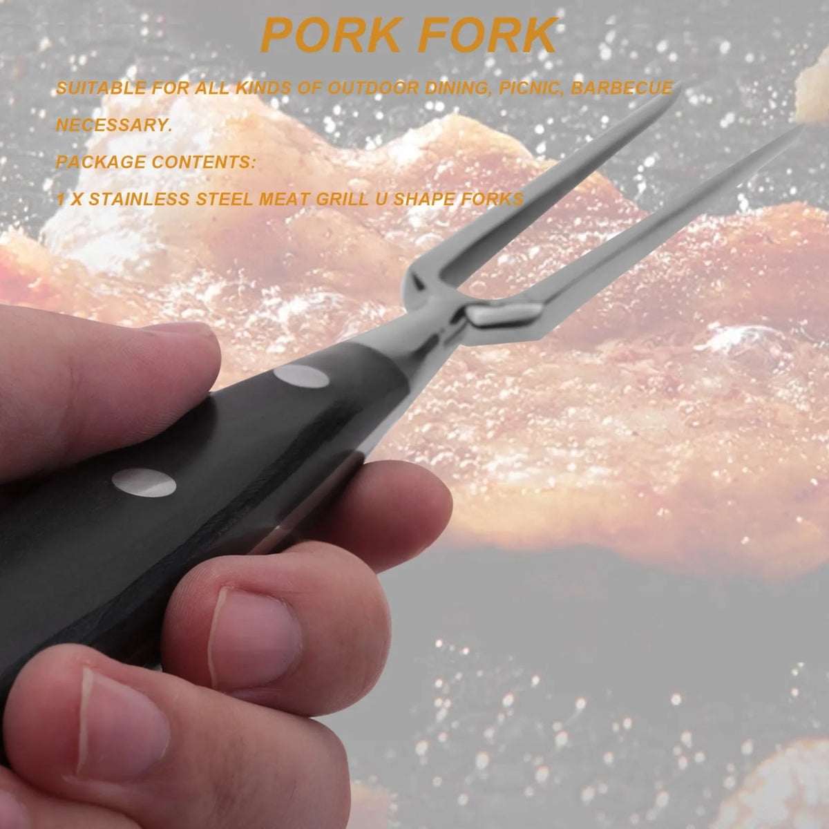 Stainless Steel BBQ Meat Fork 30cm for Roasting and Grilling