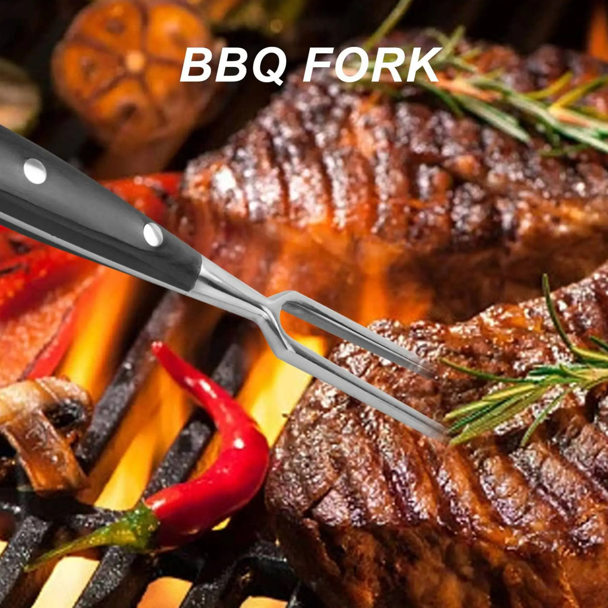 Stainless Steel BBQ Meat Fork 30cm for Roasting and Grilling