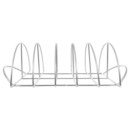 BBQ Rib Rack, Silver Plastic Upright Rib Holder, 38 x 24.5 x 11.5cm