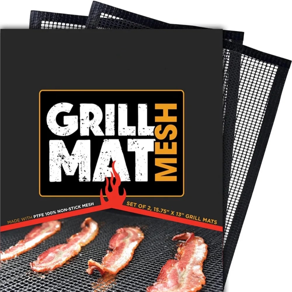 Non-Stick BBQ Grill Mesh Mat, Reusable Teflon Liner, Multiple Sizes