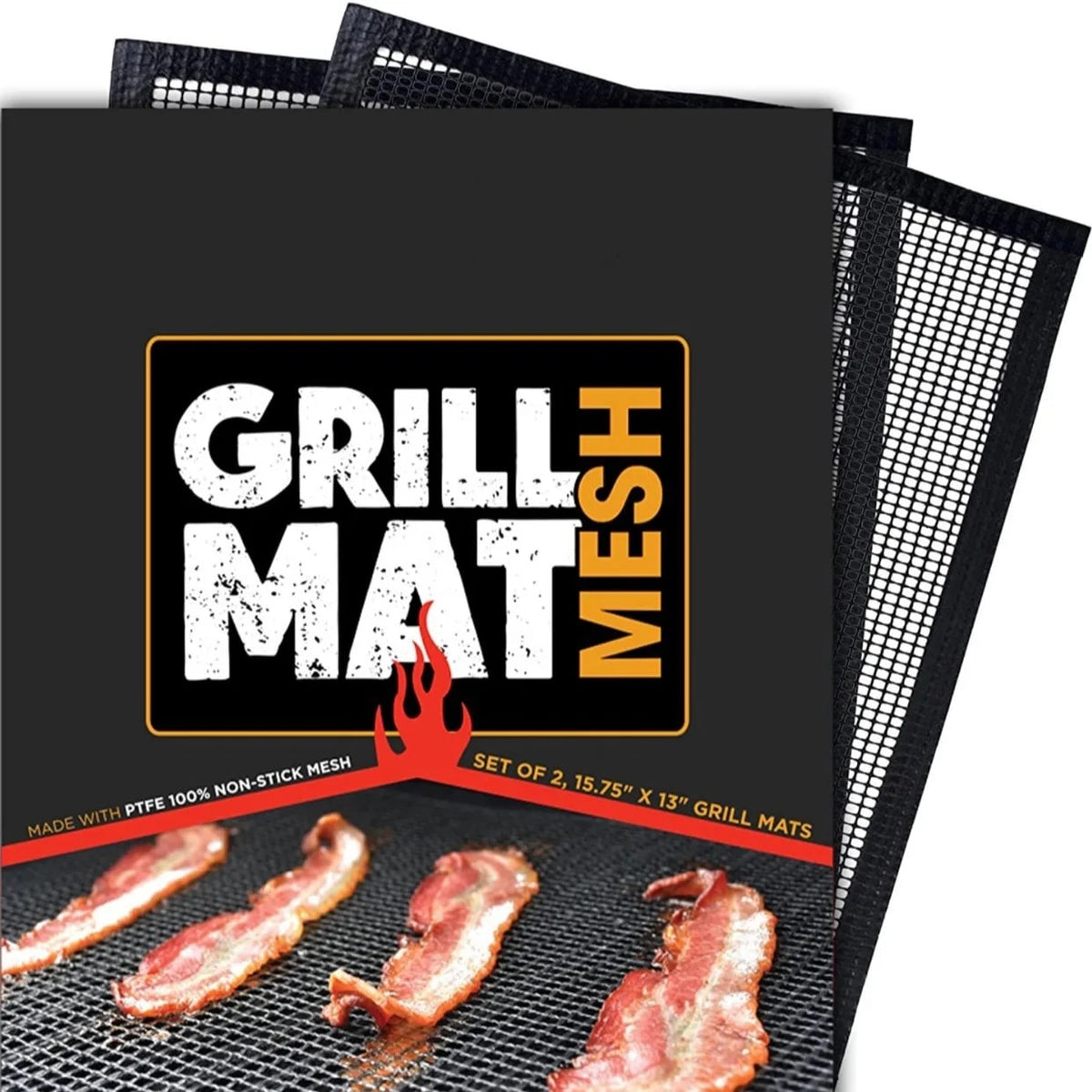 Non-Stick BBQ Grill Mesh Mat, Reusable Teflon Liner, Multiple Sizes - Black 40x33cm 60g