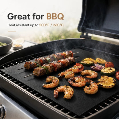 Reusable Non-Stick Oven Liner and BBQ Grill Mat, 33 x 40 cm to 40 x 60 cm