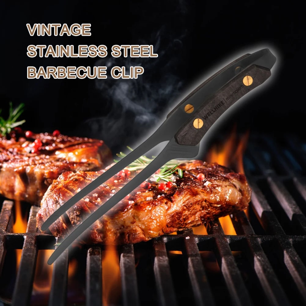 Metal BBQ Tongs 24cm for Grilling, Camping and Outdoor Cooking