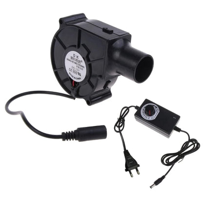 Portable BBQ Air Blower Fan, 3V-12V 2A, 3700RPM, EU or US Plug - EU Plug