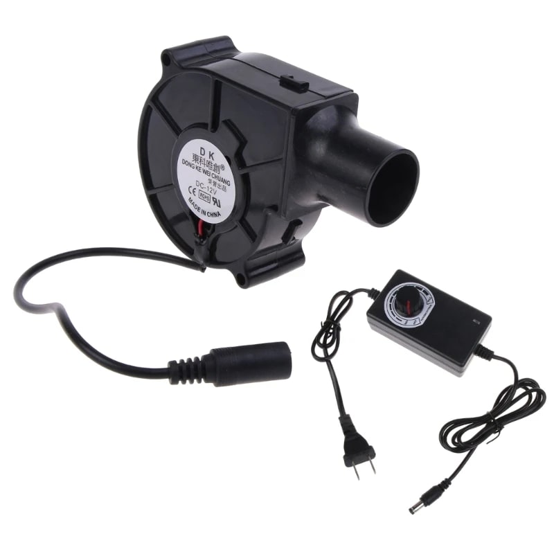 Portable BBQ Air Blower Fan, 3V-12V 2A, 3700RPM, EU or US Plug - US Plug