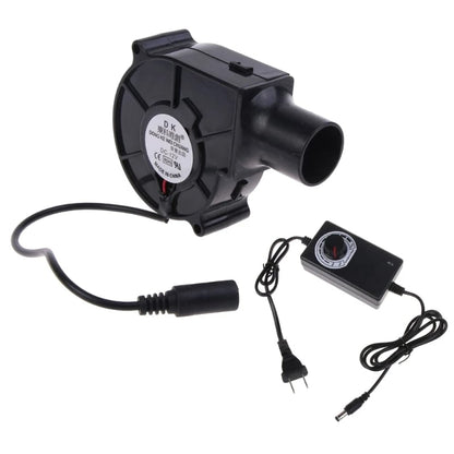 Portable BBQ Air Blower Fan, 3V-12V 2A, 3700RPM, EU or US Plug - US Plug